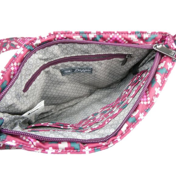 Lug PinkCrossbody Bag Multi-Zip Compartments Adjustable Strap - Picture 9 of 14